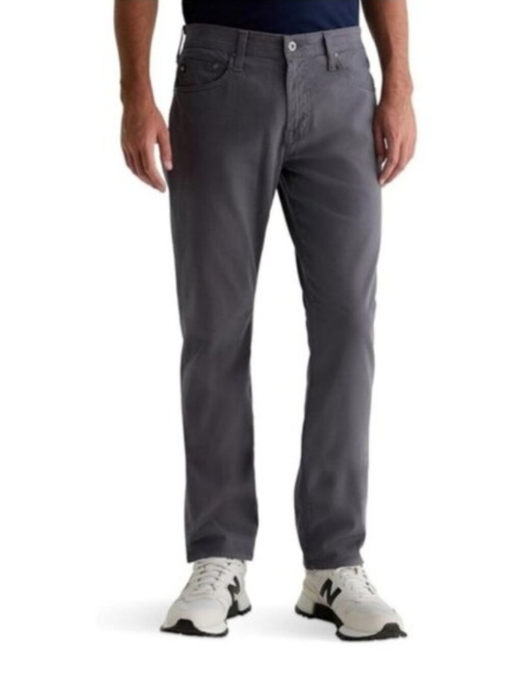AG Adriano Goldschmied Matchbox Slim Straight Twill Pants Sueded Grey Mens 34